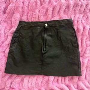 Vintage Classic Black 100% Leather Skirt